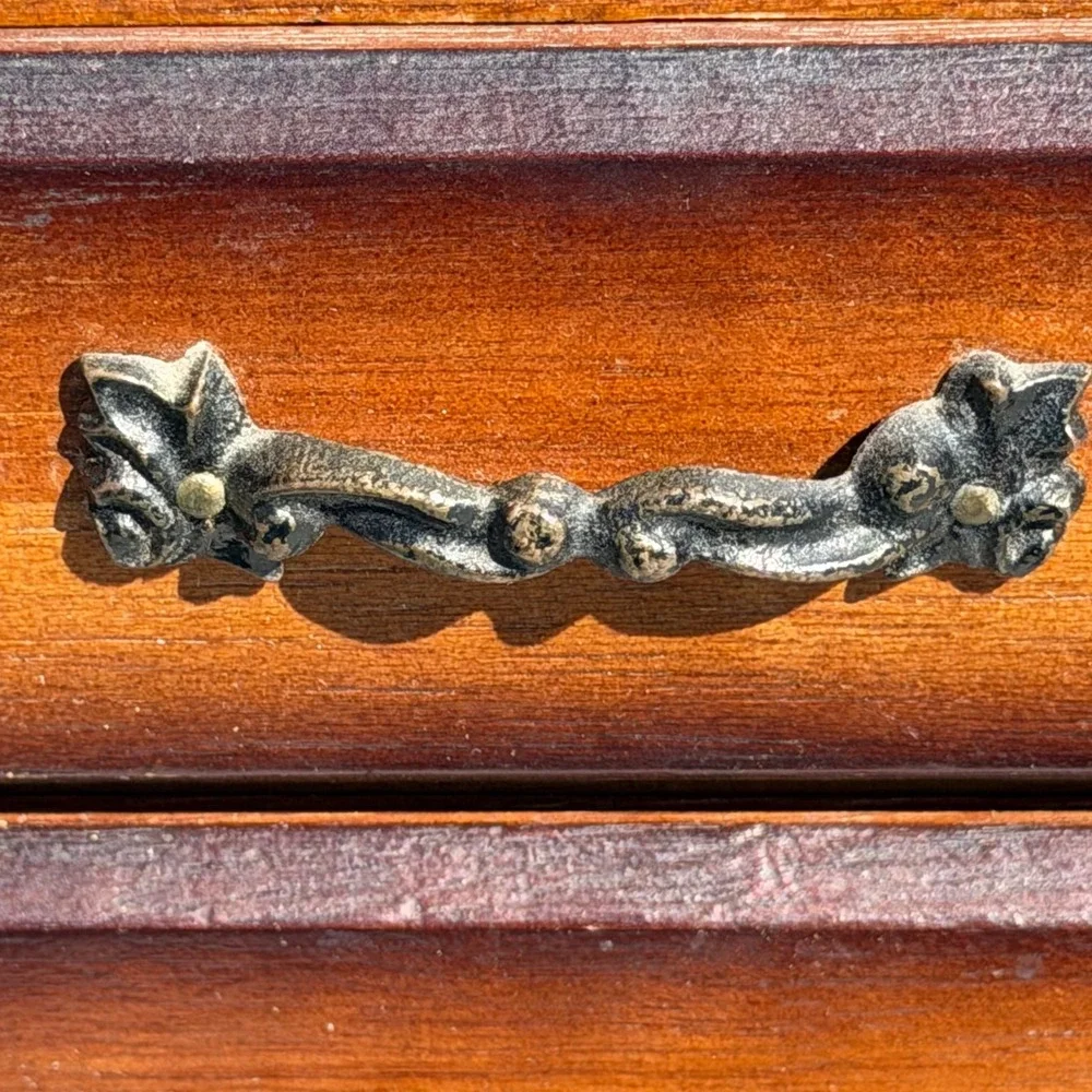Vintage Made in Japan Wood Jewelry Armoire Spindle Door Tabletop Chest 11 Drawer